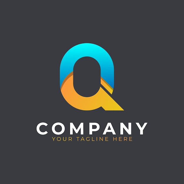 Creative Initial Letter Q Logo Design Yellow and Blue Geometric Arrow Shape Usable for Business