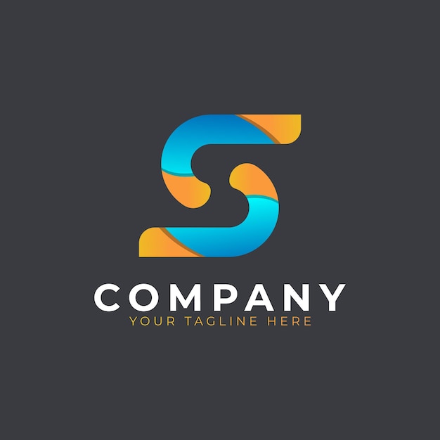 Creative Initial Letter S Logo Design Yellow and Blue Geometric Arrow Shape Usable for Business