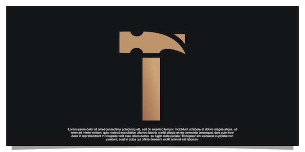 Creative initial letter T with hammer logo design unique concept Premium Vector