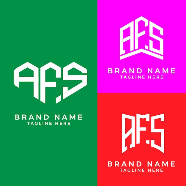 Creative initial letters AFS bundle logo designs.