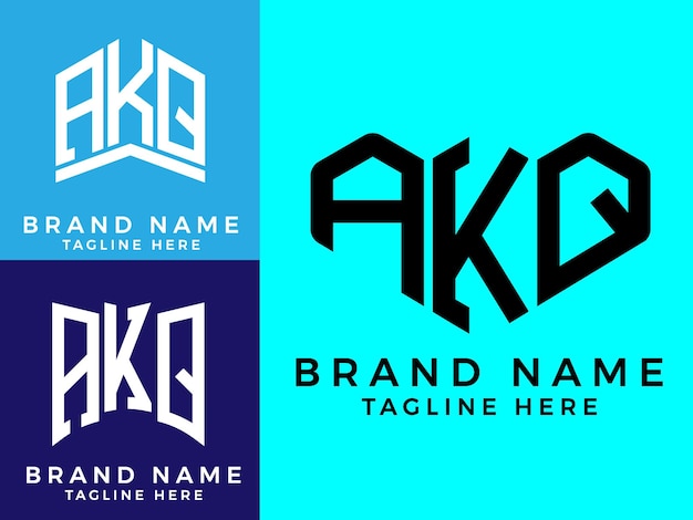 Creative initial letters AKQ bundle logo designs.