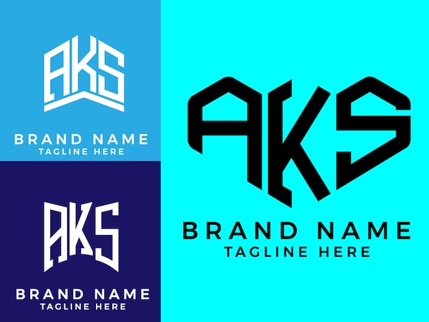 Creative initial letters AKS bundle logo designs.