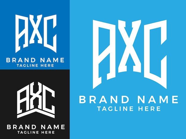 Creative initial letters AXC bundle logo designs.