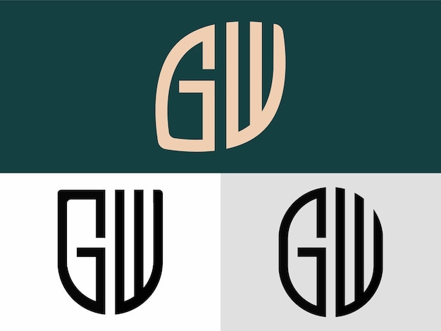 Creative Initial Letters GW Logo Designs Bundle