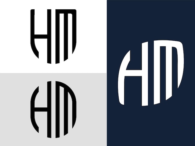 Creative Initial Letters HM Logo Designs Bundle