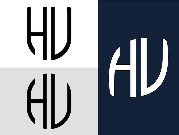 Creative Initial Letters HU Logo Designs Bundle