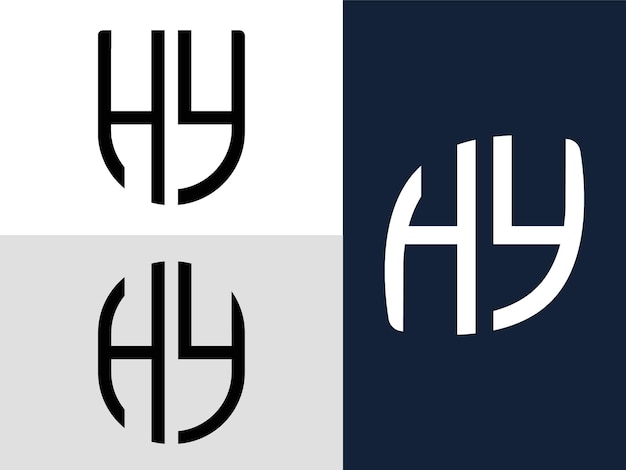 Creative Initial Letters HY Logo Designs Bundle