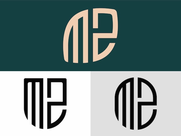 Creative Initial Letters MZ Logo Designs Bundle