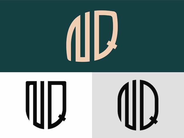 Creative Initial Letters NQ Logo Designs Bundle