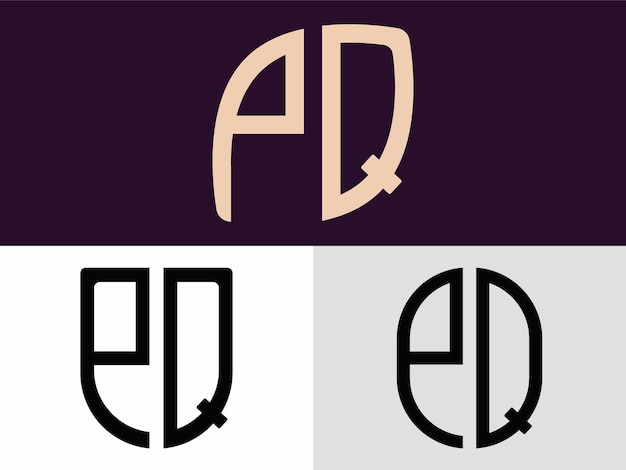 Creative Initial Letters PQ Logo Designs Bundle