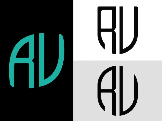 Creative Initial Letters RU Logo Designs Bundle