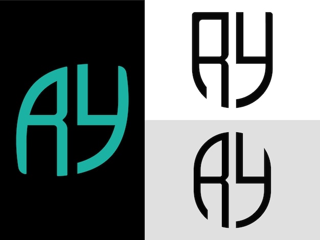 Creative Initial Letters RY Logo Designs Bundle