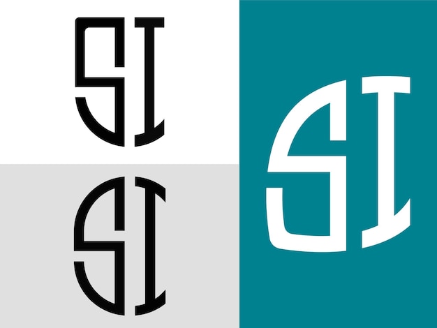 Creative Initial Letters SI Logo Designs Bundle