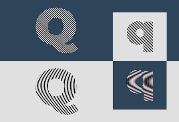 Creative Initial Line Letters Q Logo Designs Bundle