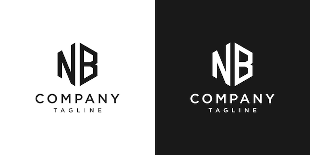 Creative Initial NB Monogram Logo Design Icon Template White and Black Background