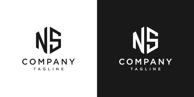 Creative Initial NS Monogram Logo Design Icon Template White and Black Background