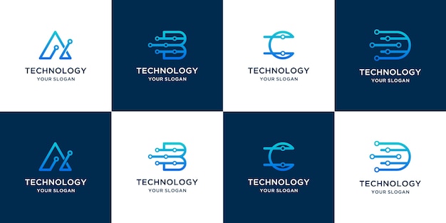 Creative initial set of letters for a modern digital tech logo design