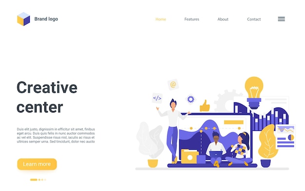 Creative innovation center office studio work to create idea concept landing page