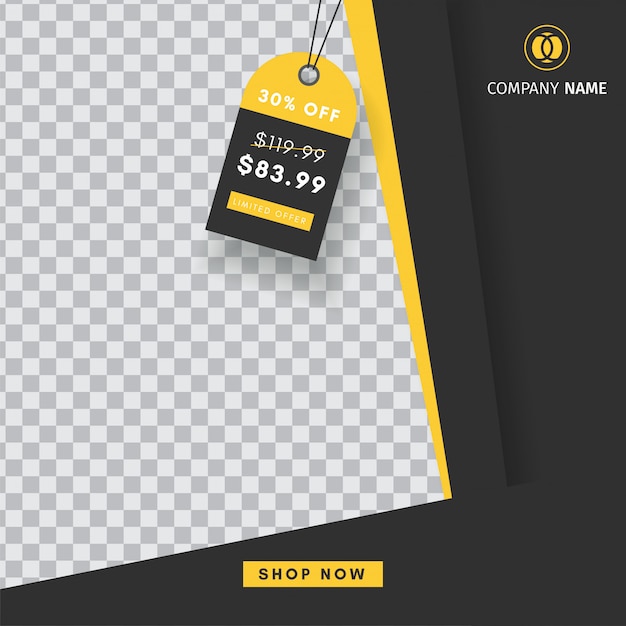 Creative Instagram post sales template with a blank  abstract banner