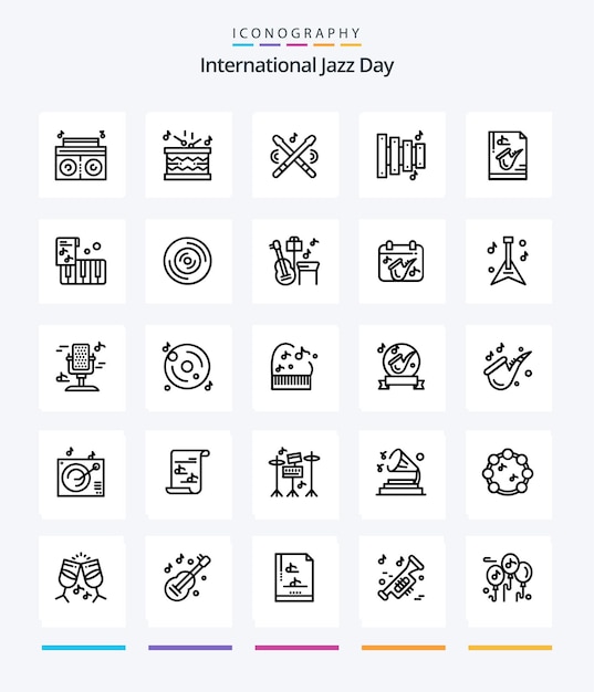 Creative International Jazz Day 25 OutLine icon pack Such As play instrument sticks file music