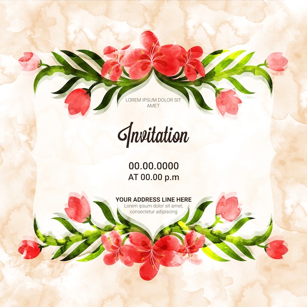 Creative Invitation Card with beautiful flowers.