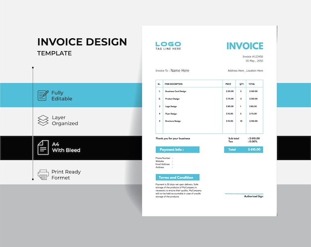 Vector creative invoice template vector