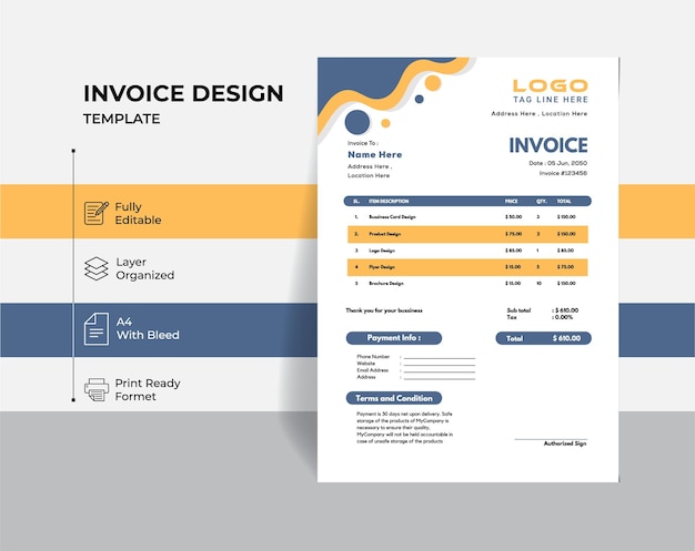 Vector creative invoice template vector