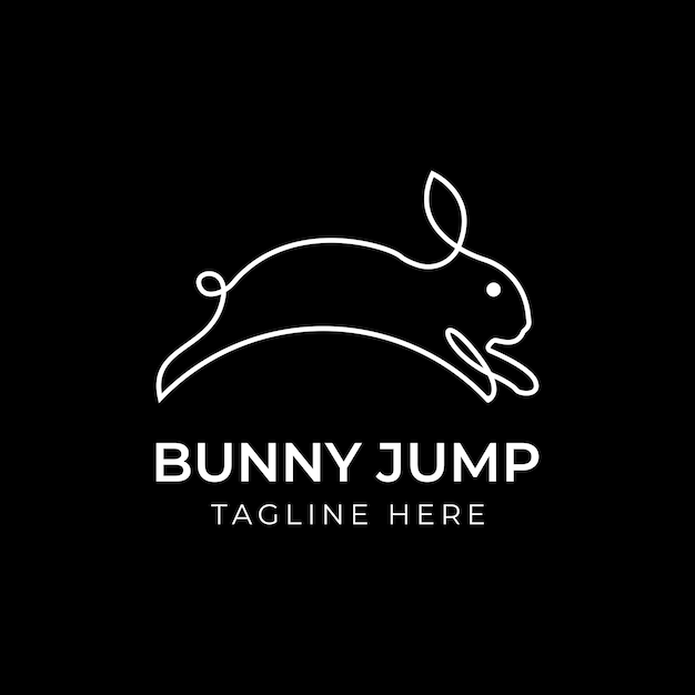 Creative jumping rabbit or bunny line art logo vector concept element