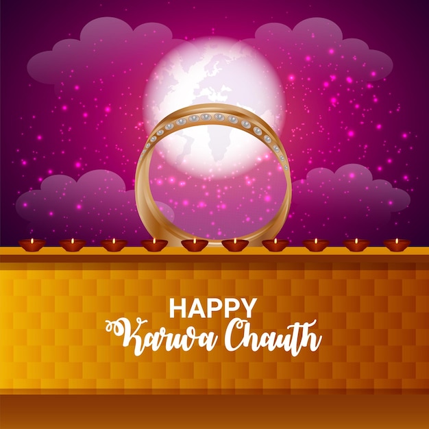 Creative karwa chauth festival card design