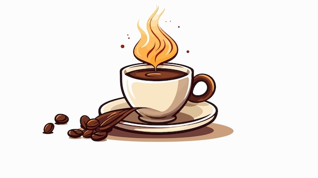 Creative Lamp Idea Symbol in Coffee Cartoon Vector Logo Design