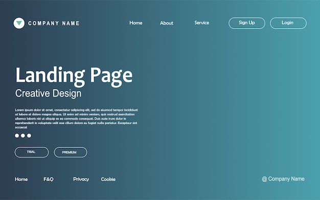 Vector creative landing page template for website and mobile website. gradient effect. modern design.