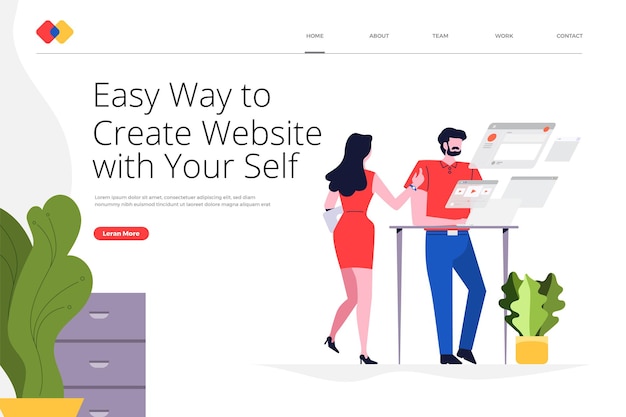 Creative landing page website design concept create your website with easy way