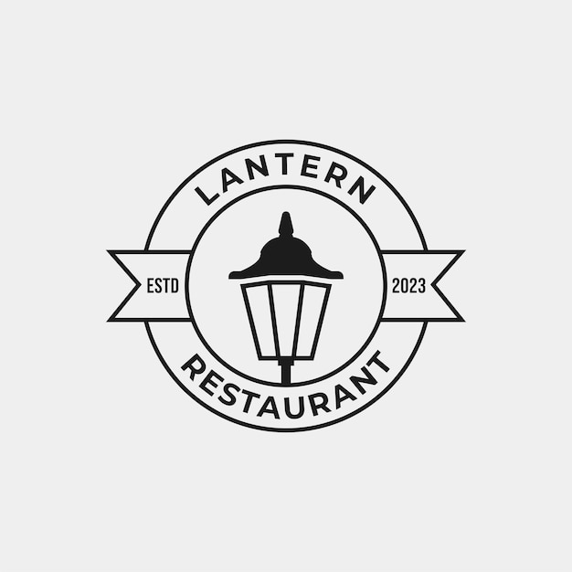 Creative lantern post lamp restaurant vintage logo design vector concept illustration idea