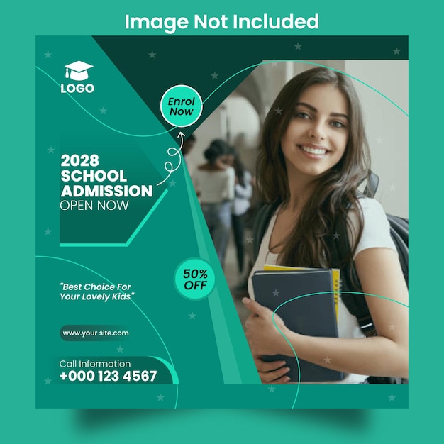 Creative latest school admission social media post design template