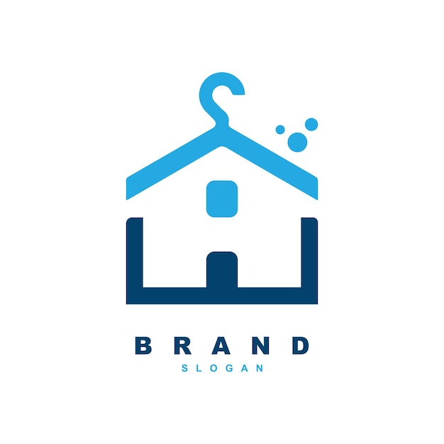 Creative laundry house logo design template