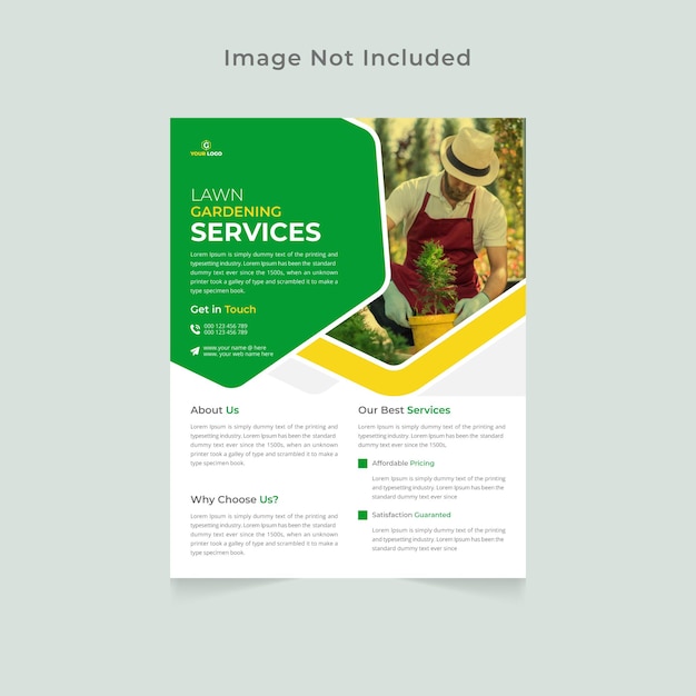 Creative lawn gardening services flyer design template