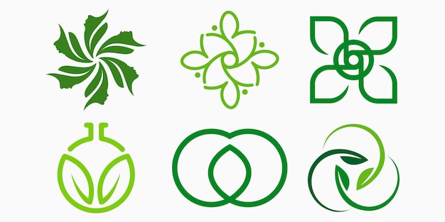 Creative leaf logo icon set. marijuana or cannabis vector illustration