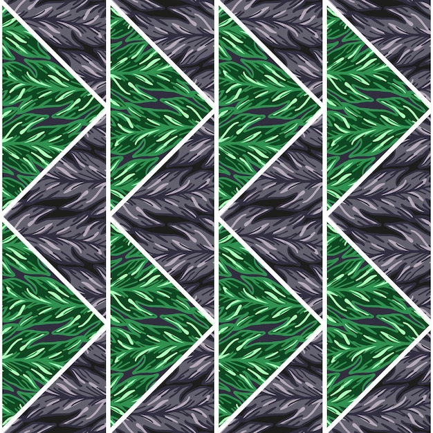 Creative leaves shape mosaic seamless pattern Geometric botanical foliage endless wallpaper Palm leaf tile