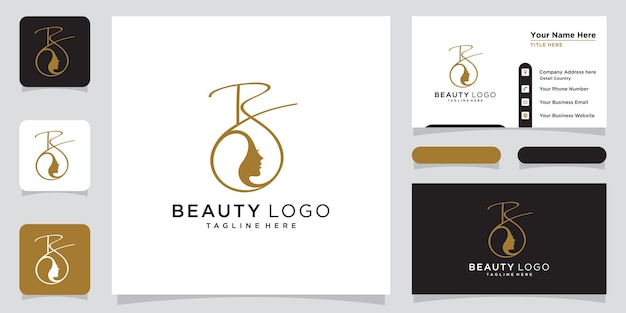 Creative letter B logo with Beauty logo style and business card design template Premium Vector