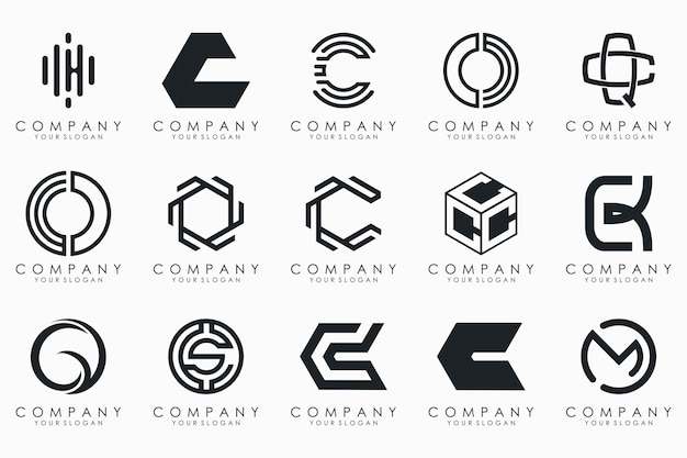 Creative letter C logo icon set design for business of luxury elegant simple