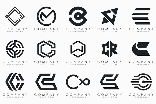 Creative letter C logo icon set design for business of luxury elegant simple