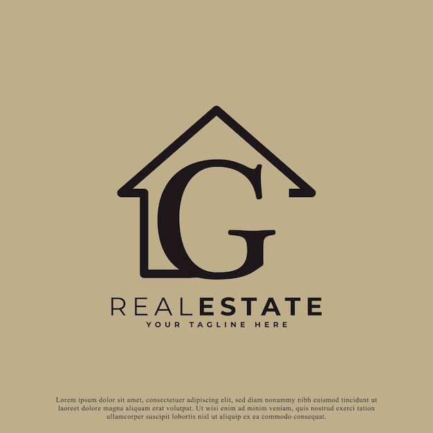 Creative Letter G House Logo Design House Symbol Geometric Linear Style for Real Estate Logos