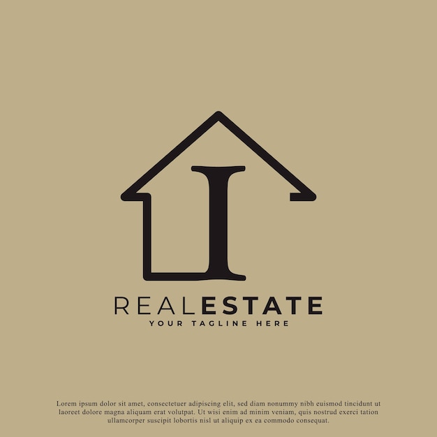 Creative Letter I House Logo Design House Symbol Geometric Linear Style for Real Estate Logos