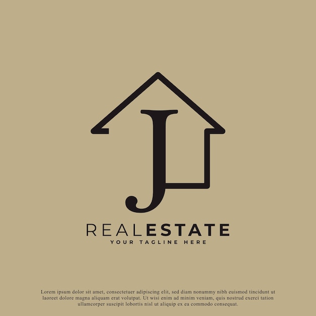 Creative Letter J House Logo Design House Symbol Geometric Linear Style for Real Estate Logos