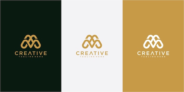 Creative letter M mono line logo design concept