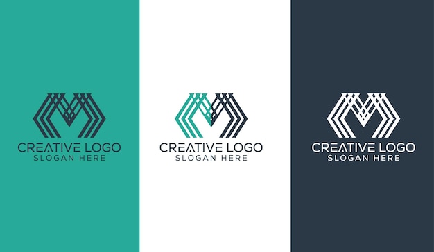 Creative letter m monogram logo design concept