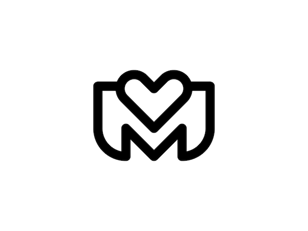 creative letter M with love logo design