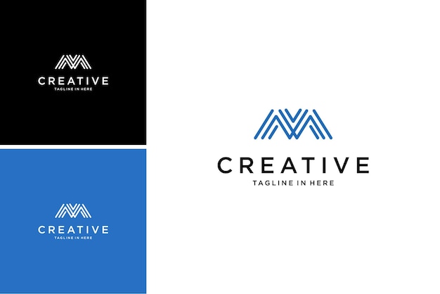 creative letter MM logo design vector with geometric concept