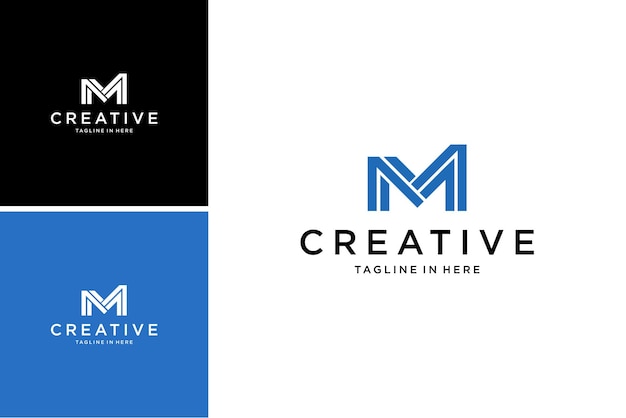 creative letter MM logo design vector with geometric concept