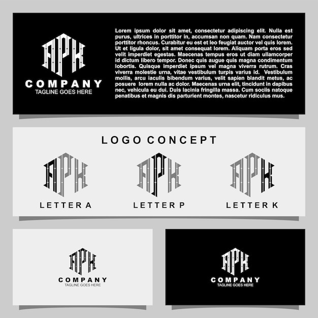 Creative letter A P K monogram logo template